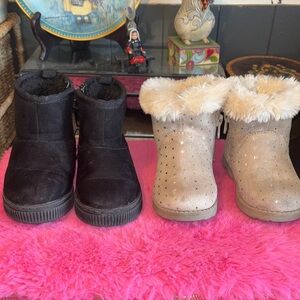 EUC CAT AND JACK faux, leather and faux suede faux fur lined boots one pair is t